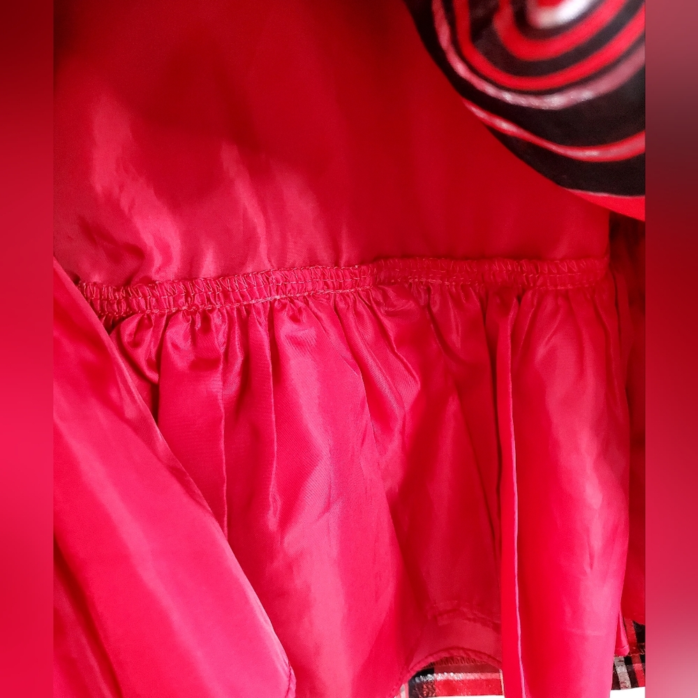 Girl's Bonnie Jean red, black, silver plaid holiday velvet taffeta dress Sz 6X - Picture 8 of 11